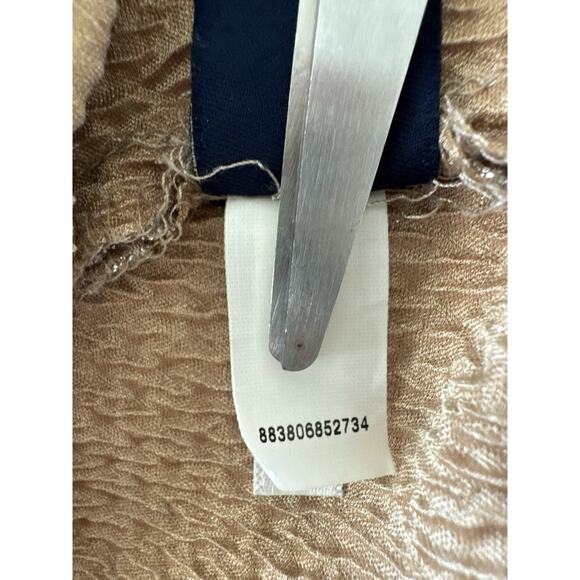 Chaps Evening Gown Metallic Champagne Gold Crinkle Size 10 Textured - Picture 7 of 11